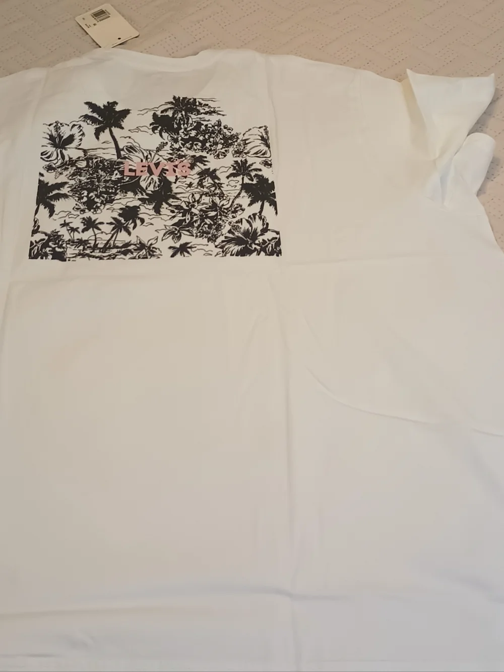 Men's Levi's White Crewneck T-Shirt with‎ Graphics On The Back 3XL